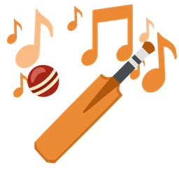 musical notes and cricket game
