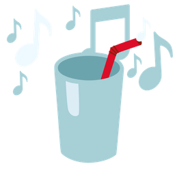 musical notes and cup with straw