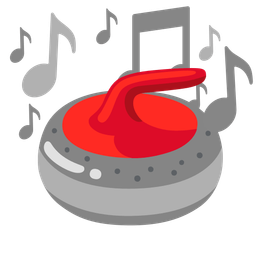musical notes and curling stone