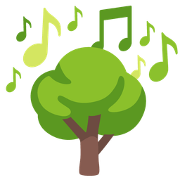 musical notes and deciduous tree