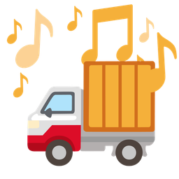 musical notes and delivery truck