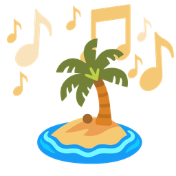 musical notes and desert island