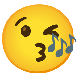 Musical notes and Face blowing a kiss