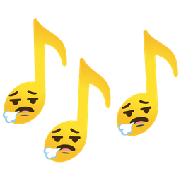 musical notes and face exhaling