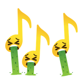 musical notes and face vomiting