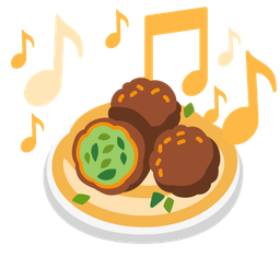 musical notes and falafel