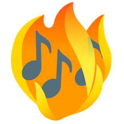 musical notes and fire