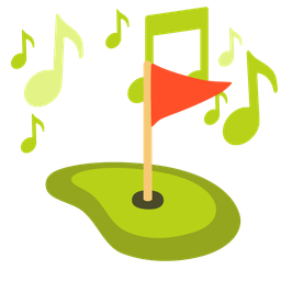 musical notes and flag in hole