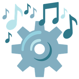 musical notes and gear