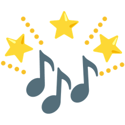musical notes and glowing star