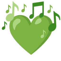 musical notes and green heart