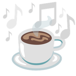 musical notes and hot beverage