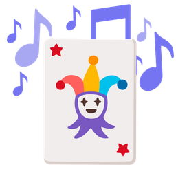 musical notes and joker