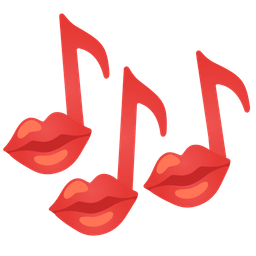 musical notes and kiss mark