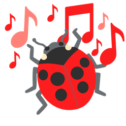 musical notes and lady beetle