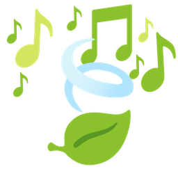 musical notes and leaf fluttering in wind