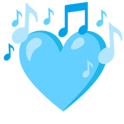 musical notes and light blue heart