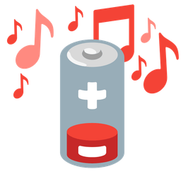 musical notes and low battery