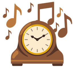 musical notes and mantelpiece clock