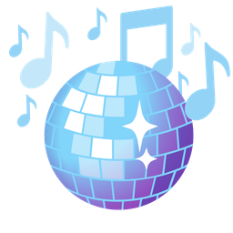 musical notes and mirror ball