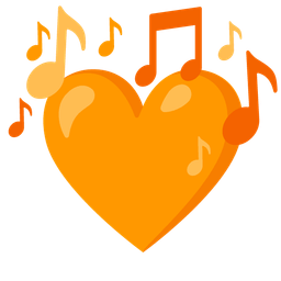 musical notes and orange heart