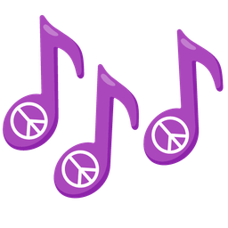 musical notes and peace symbol