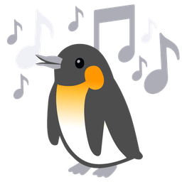 musical notes and penguin