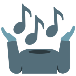 musical notes and person shrugging