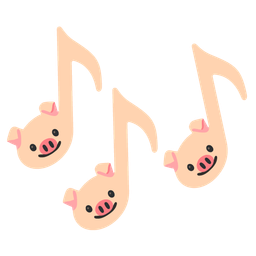 musical notes and pig face