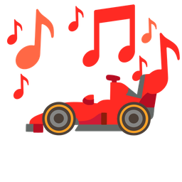 musical notes and racing car