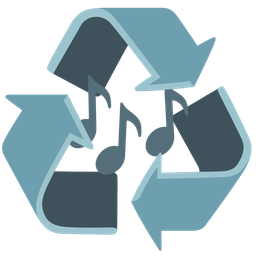 musical notes and recycling symbol