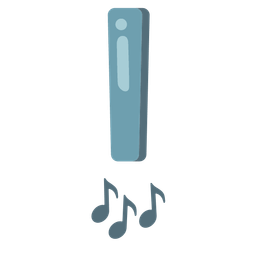 musical notes and red exclamation mark