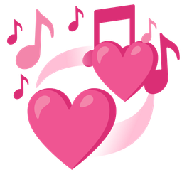 musical notes and revolving hearts