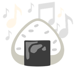musical notes and rice ball
