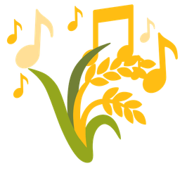 musical notes and sheaf of rice