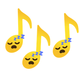 musical notes and sleeping face