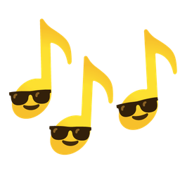 musical notes and smiling face with sunglasses