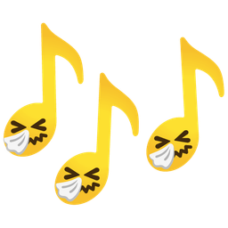 musical notes and sneezing face