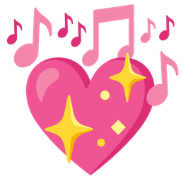 musical notes and sparkling heart