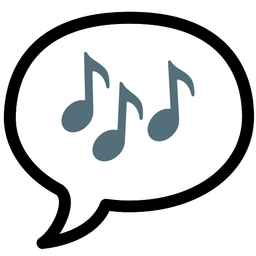 musical notes and speech balloon