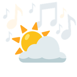musical notes and sun behind cloud