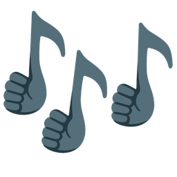 musical notes and thumbs up