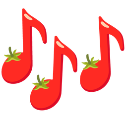 musical notes and tomato