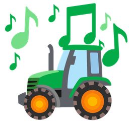 musical notes and tractor