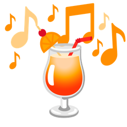 musical notes and tropical drink
