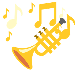 musical notes and trumpet