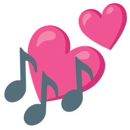 musical notes and two hearts