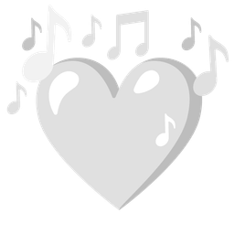 musical notes and white heart
