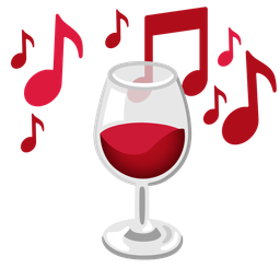 musical notes and wine glass