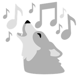 musical notes and wolf